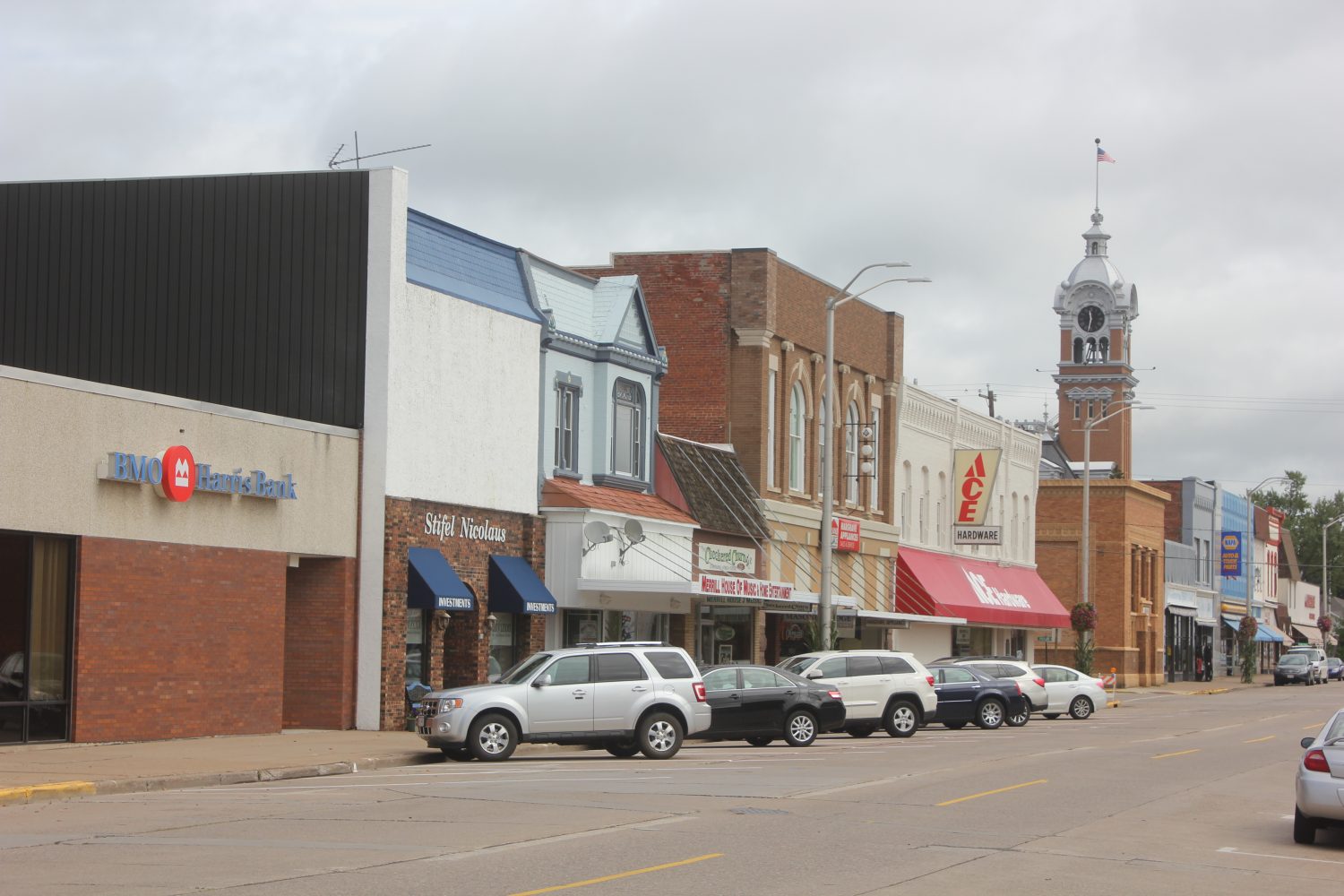 Downtown Merrill converted to angled parking