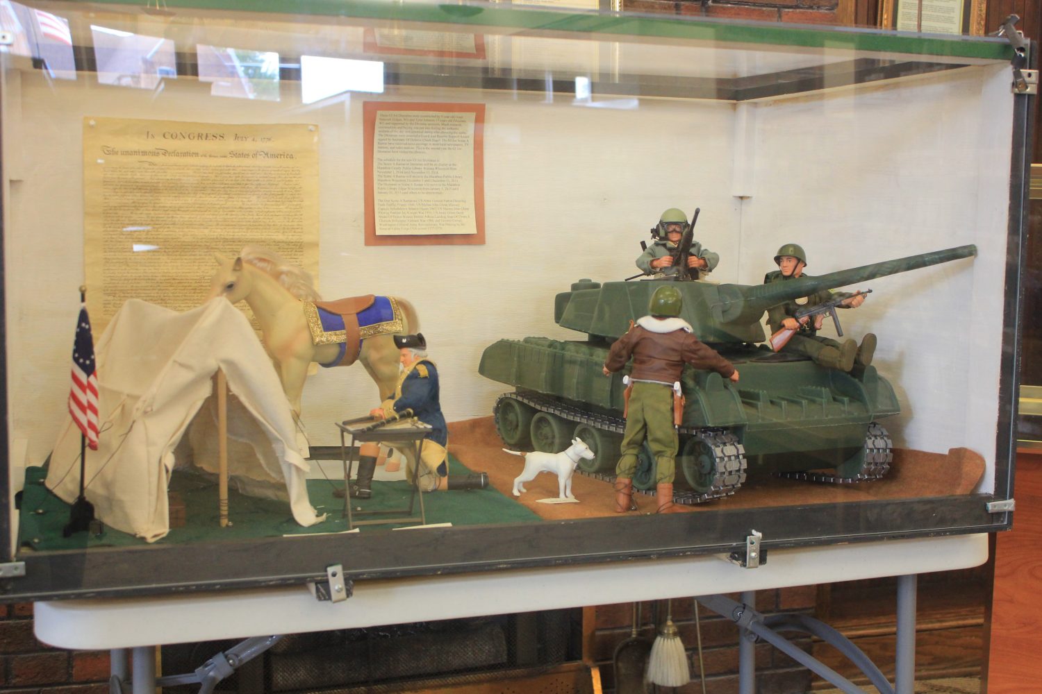 Military Scene-A-Ramas exhibited at T.B. Scott Free Library