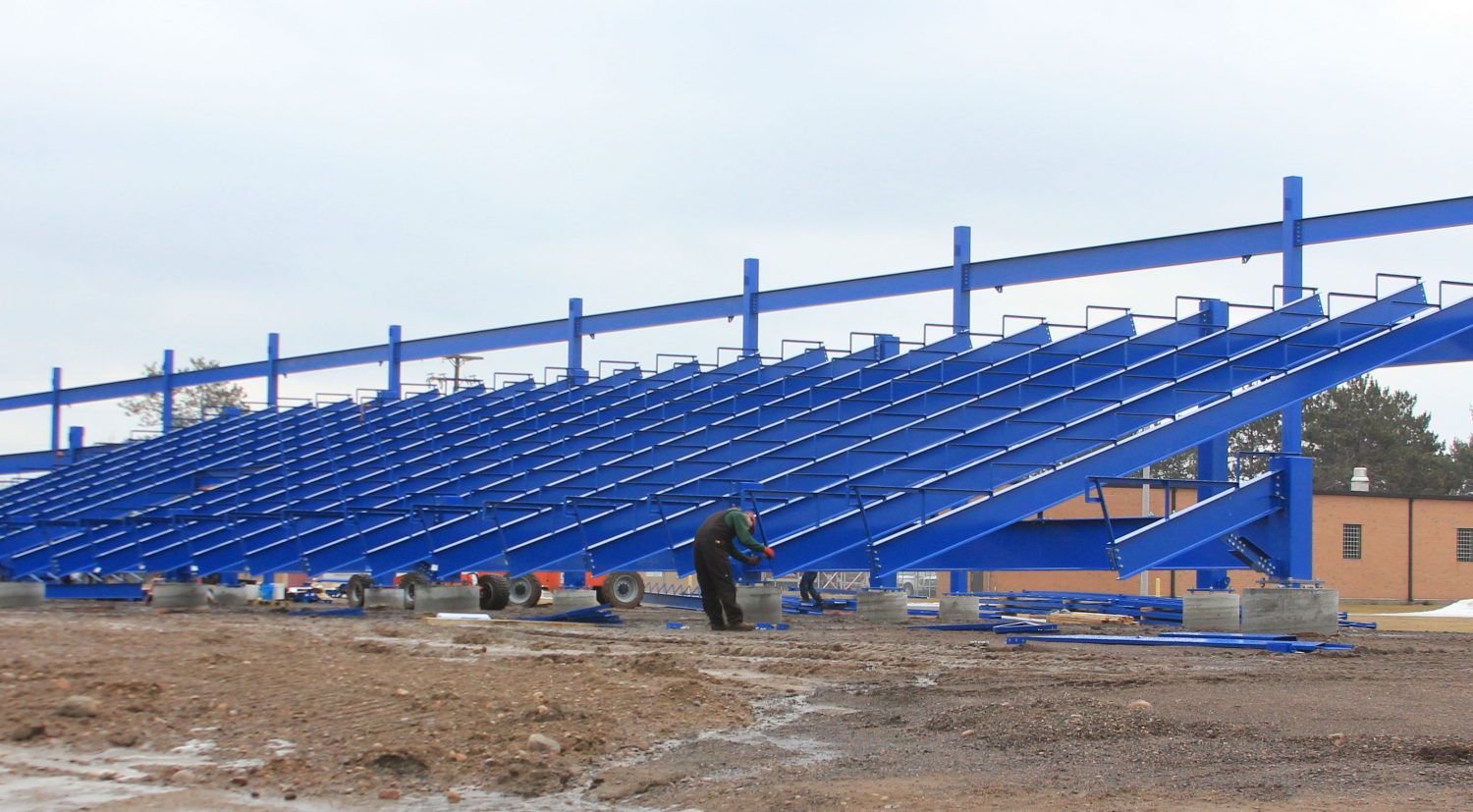 Grandstand under construction at Merrill Festival Grounds