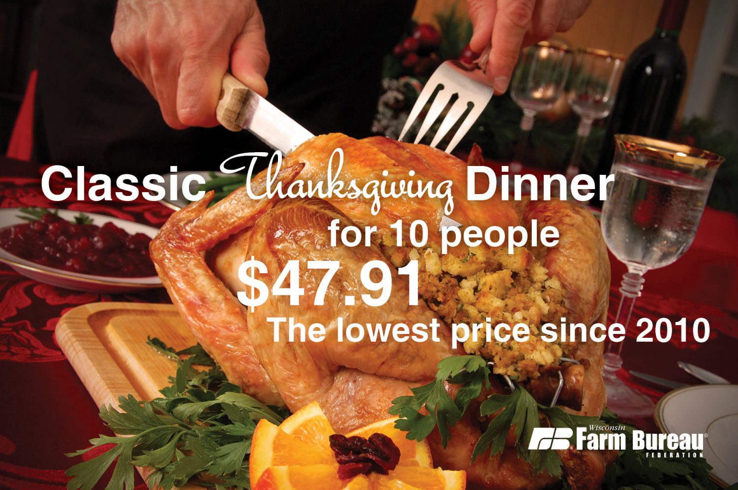 Thanksgiving dinner costs less this year