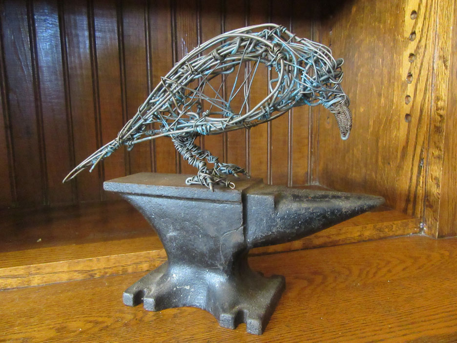 ‘Wire & Found Object’ sculpture at T.B. Scott Free Library