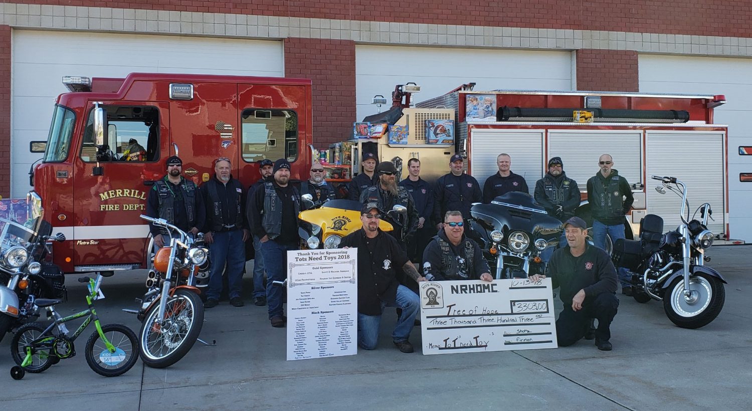 Local motorcycle club donates over $3,000 in support of MFD’s ‘Tree of Hope’