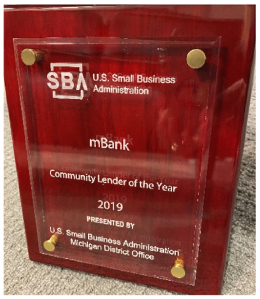 mBank named 2019 SBA Community Lender of the Year in Michigan