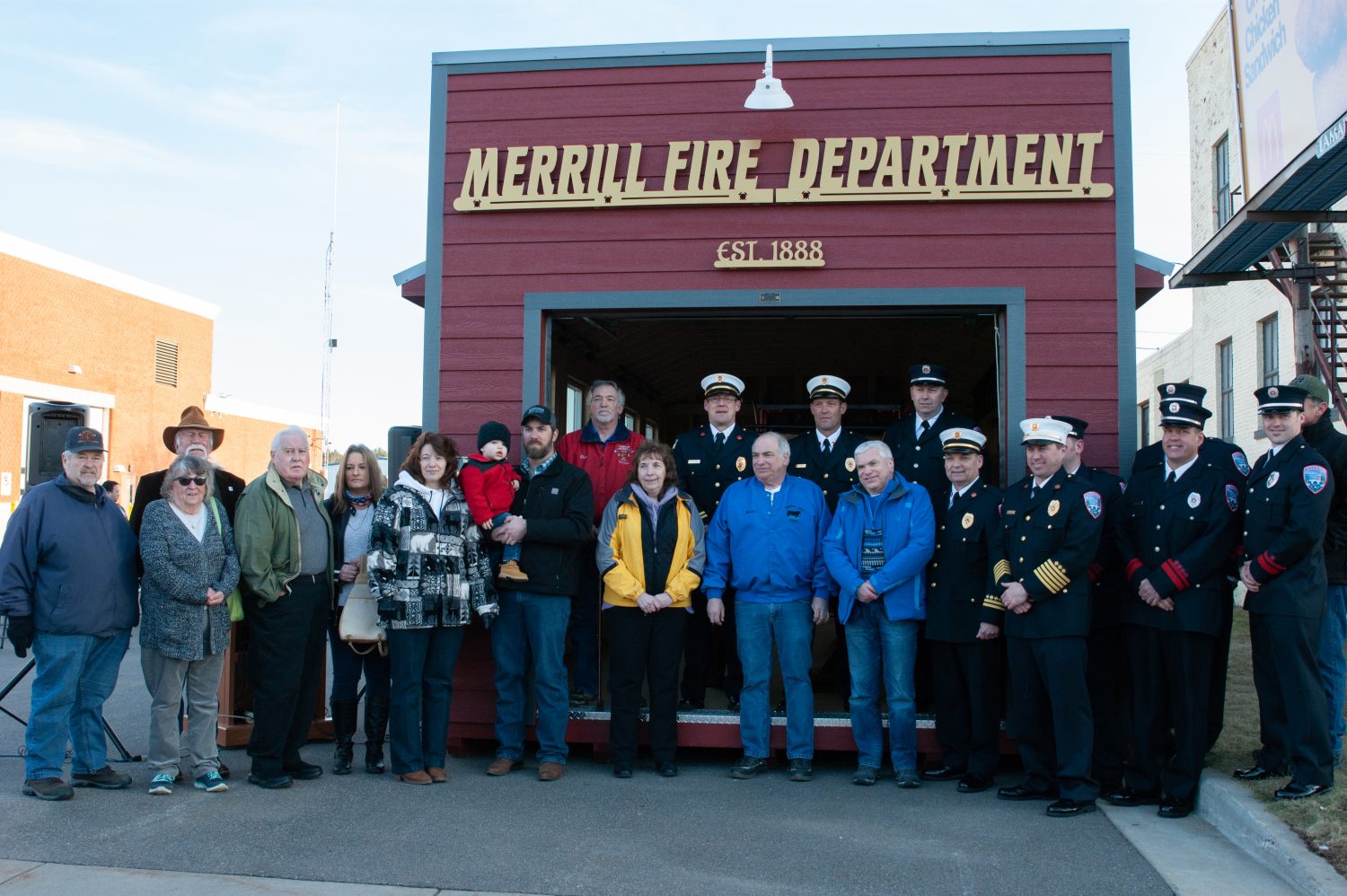 Merrill Fire Department display barn dedication