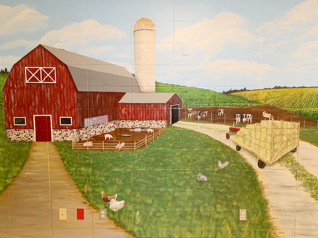 Rural farm life mural is the focal point at Pine Crest