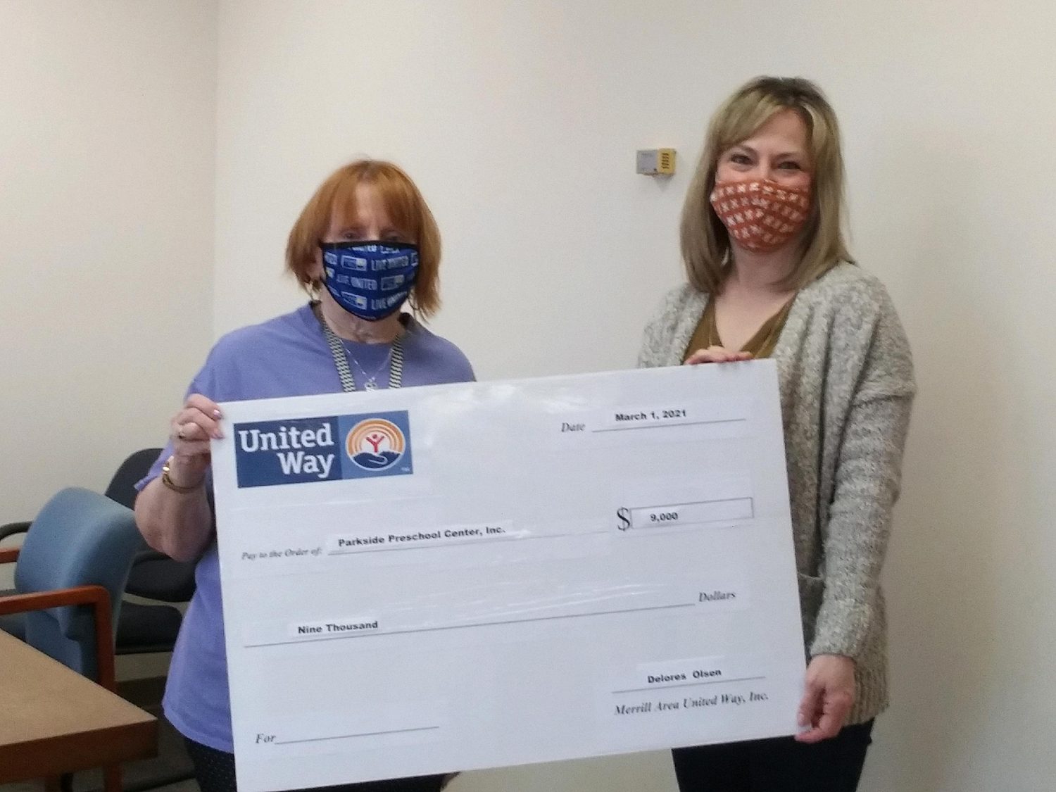 Merrill Area United Way presents checks to funded agencies
