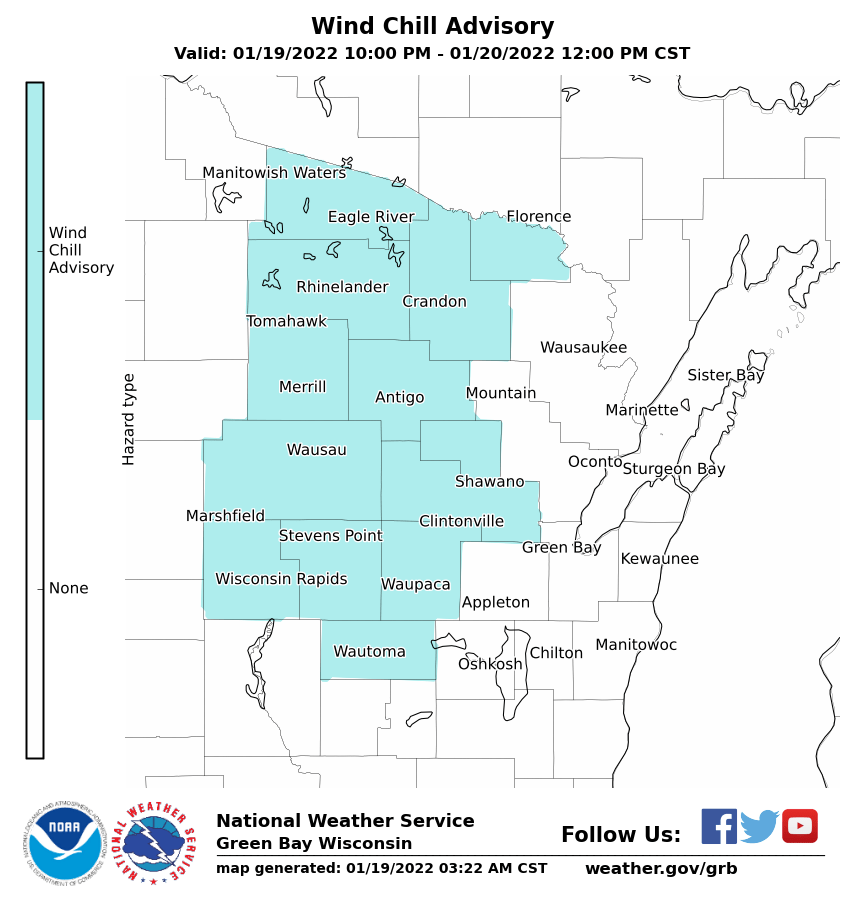 Wind Chill Advisory in effect tonight until noon tomorrow