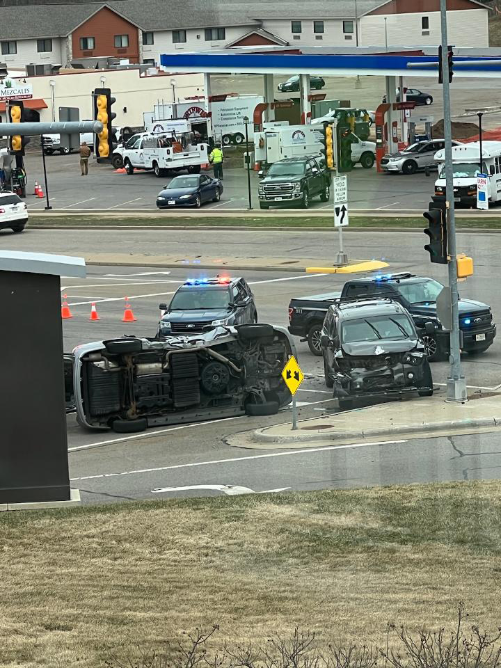 Crash in east side intersection flips vehicle on its side, sends driver to the hospital