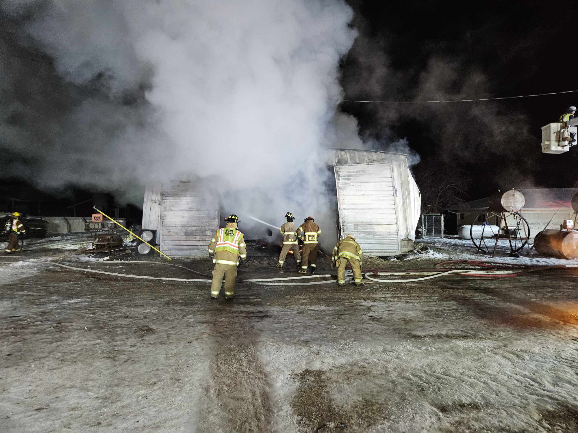 Fire destroys machine shed in Town of Pine River